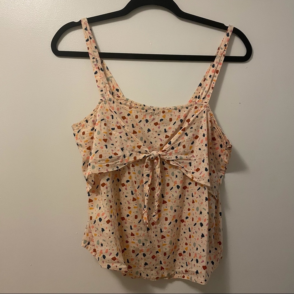 Madewell Pink Terrazzo Tie Front Tank Top Size 6